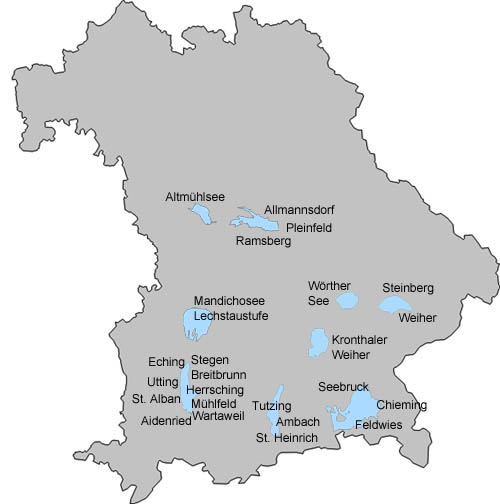 Kiten und Windsurfen am Starnberger See, Brombachsee, Altmühlsee, Kronthaler Weiher, Vilstalsee, Mandichosee Lechstaustufe, Wörther See, Chiemsee